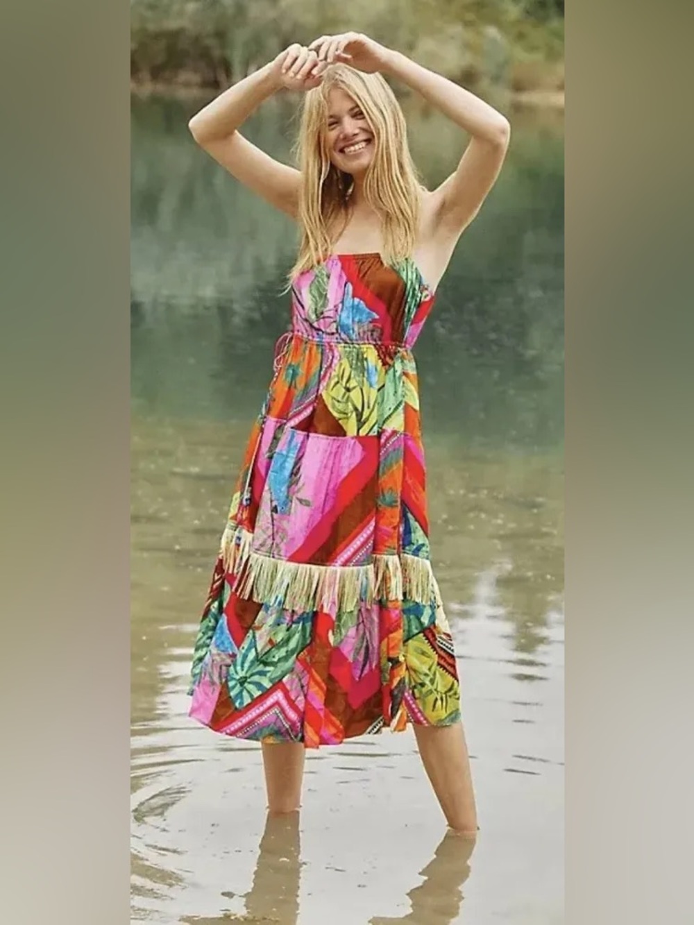 Vibrant Multicolor Fringe Slip Dress - Women